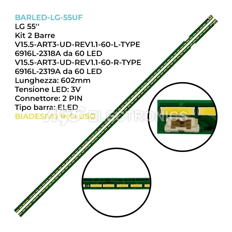 kit 2 barre LED retroilluminazione per LG 55 pollici pannello LD550EGEFHM1