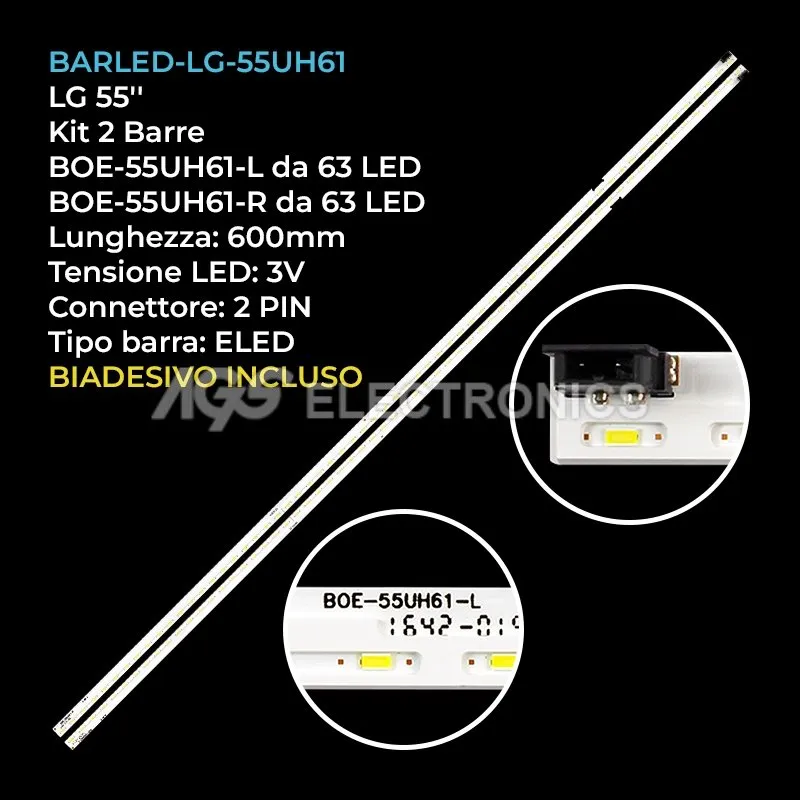 kit 2 barre LED retroilluminazione per LG 55 pollici modello 55LW340CZA