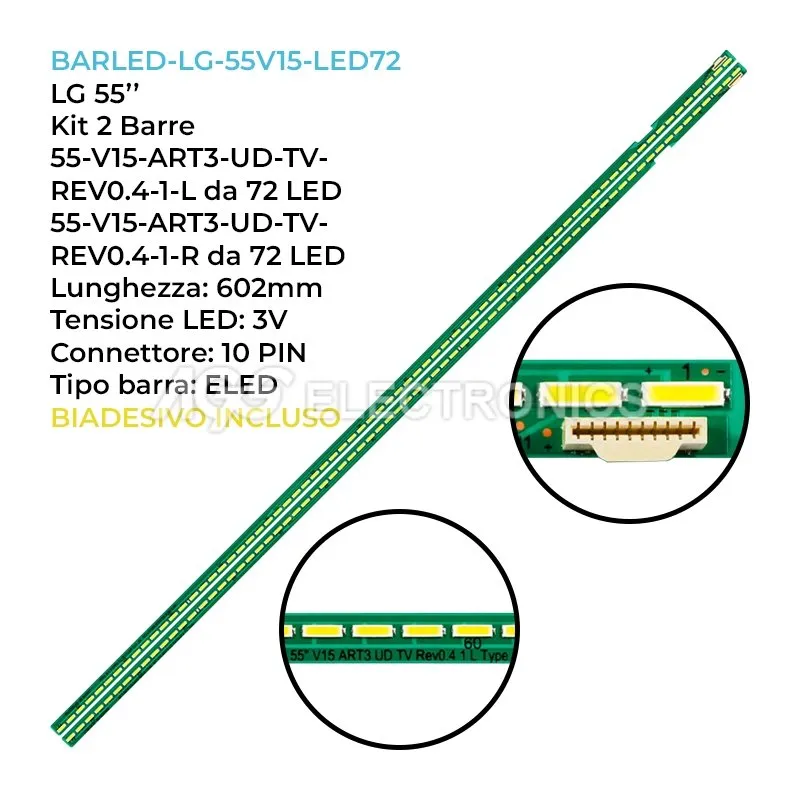 kit 2 barre LED retroilluminazione per LG 55 pollici modello 55UF671V