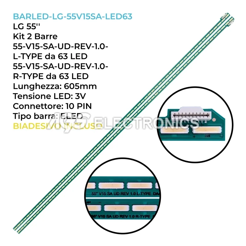 kit 2 barre LED retroilluminazione per LG 55 pollici pannello LC550EQEPHF2