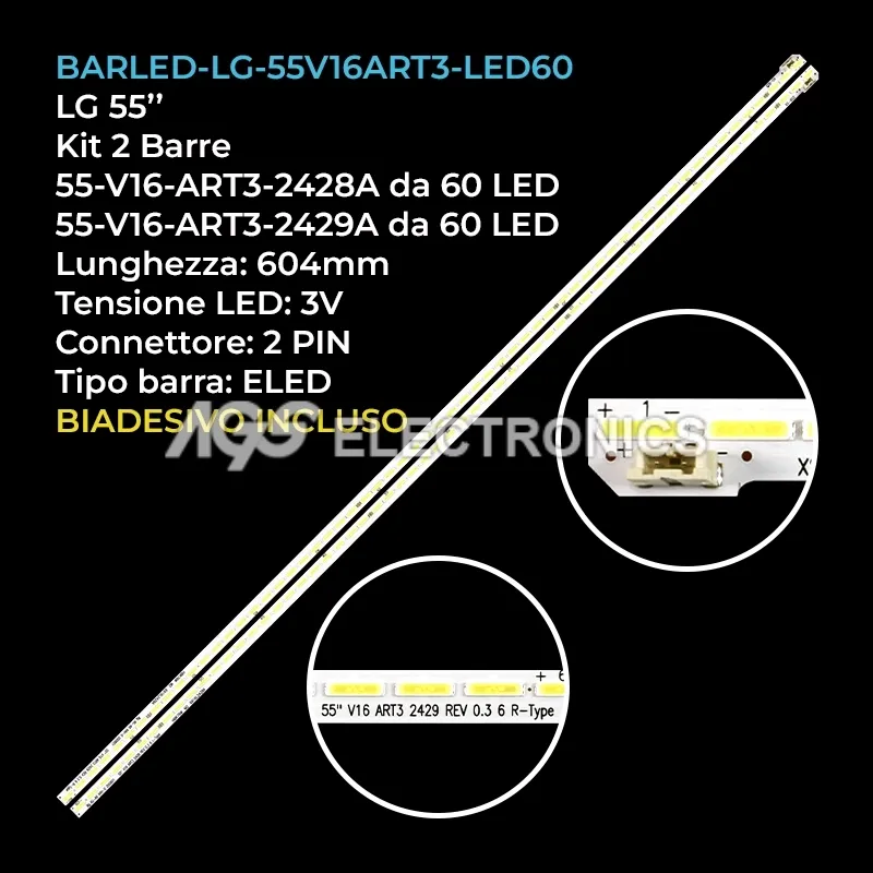 kit 2 barre LED retroilluminazione per LG 55 pollici modello 55LH6047