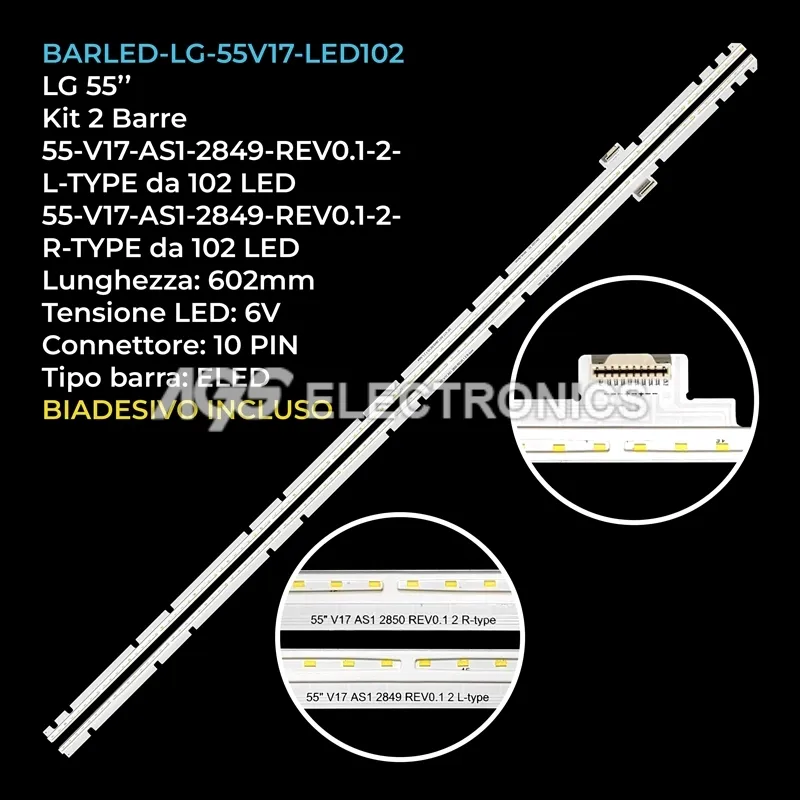 kit 2 barre LED retroilluminazione per LG 55 pollici modello 55SJ8000