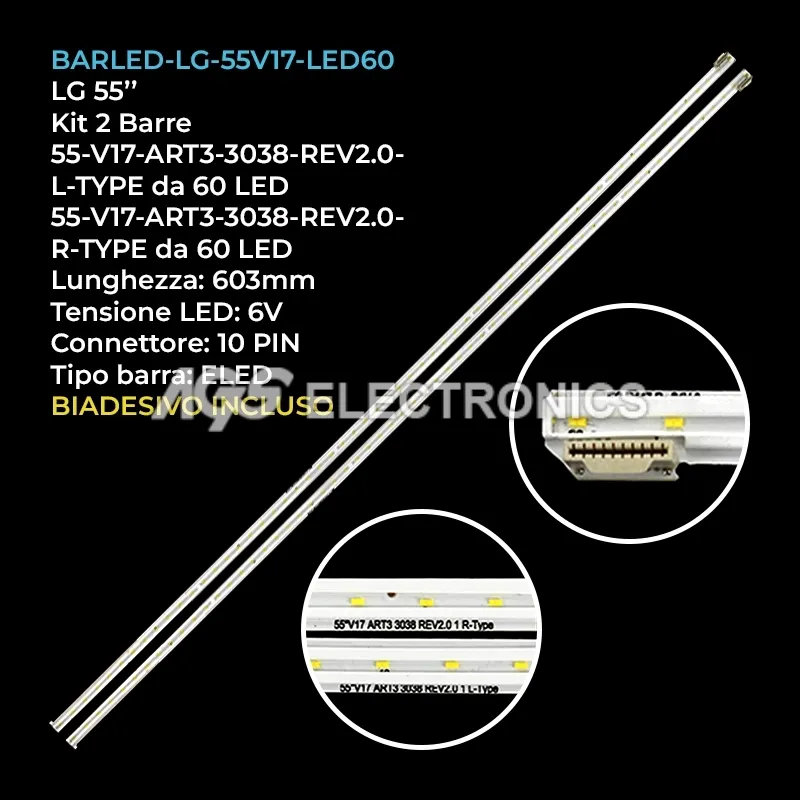 kit 2 barre LED retroilluminazione per LG 55 pollici pannello LC550EGHFKM1