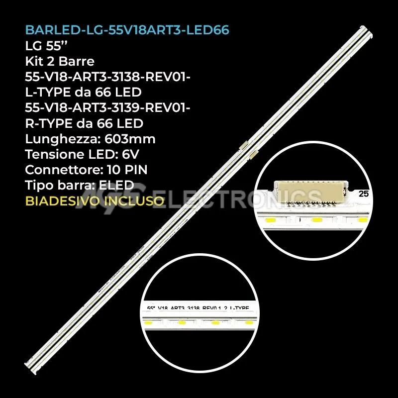 kit 2 barre LED retroilluminazione per LG 55 pollici modello 55SK800PLB