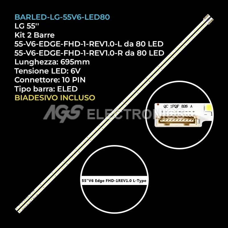 kit 2 barre LED retroilluminazione per LG 55 pollici modello M550SV