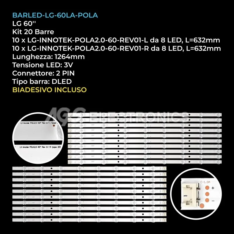 kit 20 barre LED retroilluminazione per LG 60 pollici modello 60LN5700