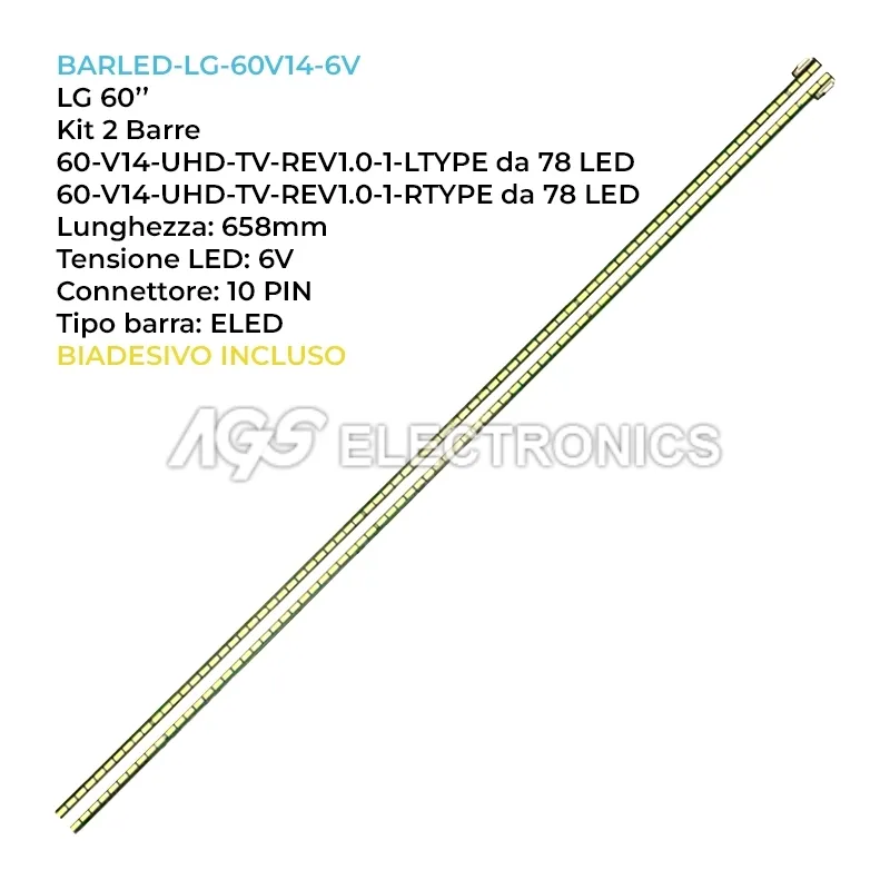 kit 2 barre LED retroilluminazione per LG 60 pollici modello 60UF860V
