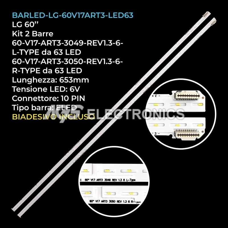 kit 2 barre LED retroilluminazione per LG 60 pollici modello 60SJ810V