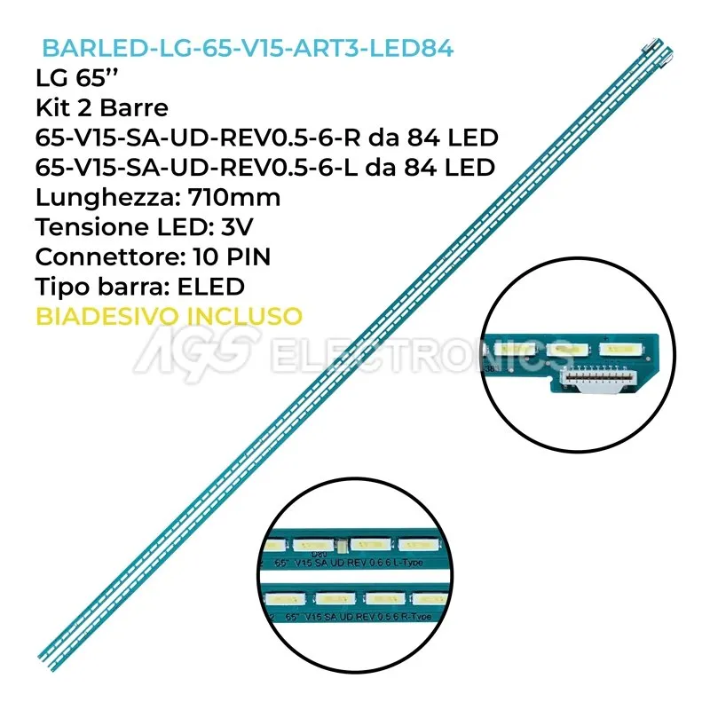 kit 2 barre LED retroilluminazione per LG 65 pollici modello 65UH6211