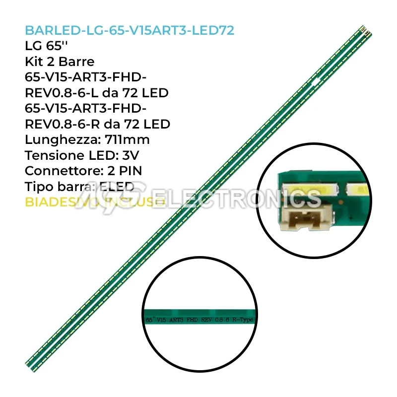 kit 2 barre LED retroilluminazione per LG 65 pollici modello 65SM5KCB