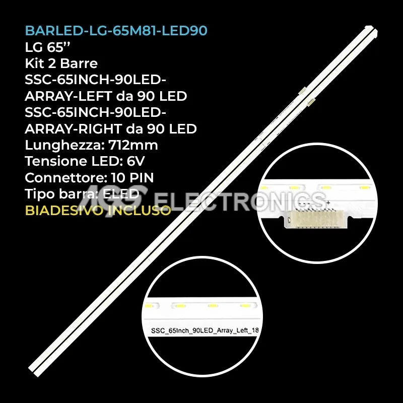 kit 2 barre LED retroilluminazione per LG 65 pollici modello 65NANO893PC