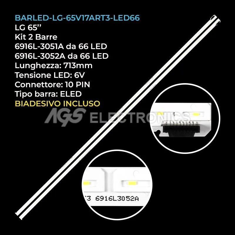 kit 2 barre LED retroilluminazione per LG 65 pollici modello 65SJ8000