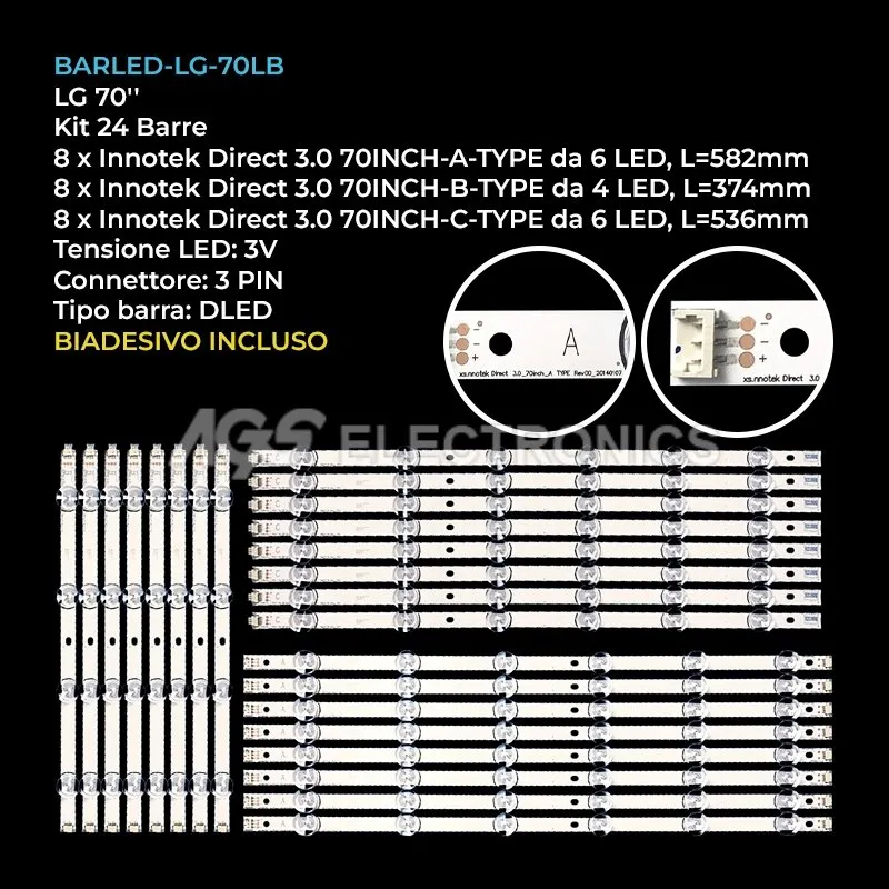 kit 24 barre LED retroilluminazione per LG 70 pollici modello 70LF580V