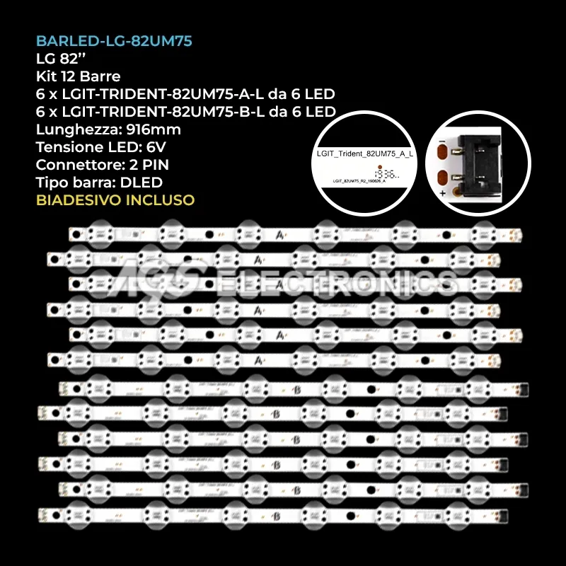 kit 12 barre LED retroilluminazione per LG 82 pollici modello 82UM7580PVA