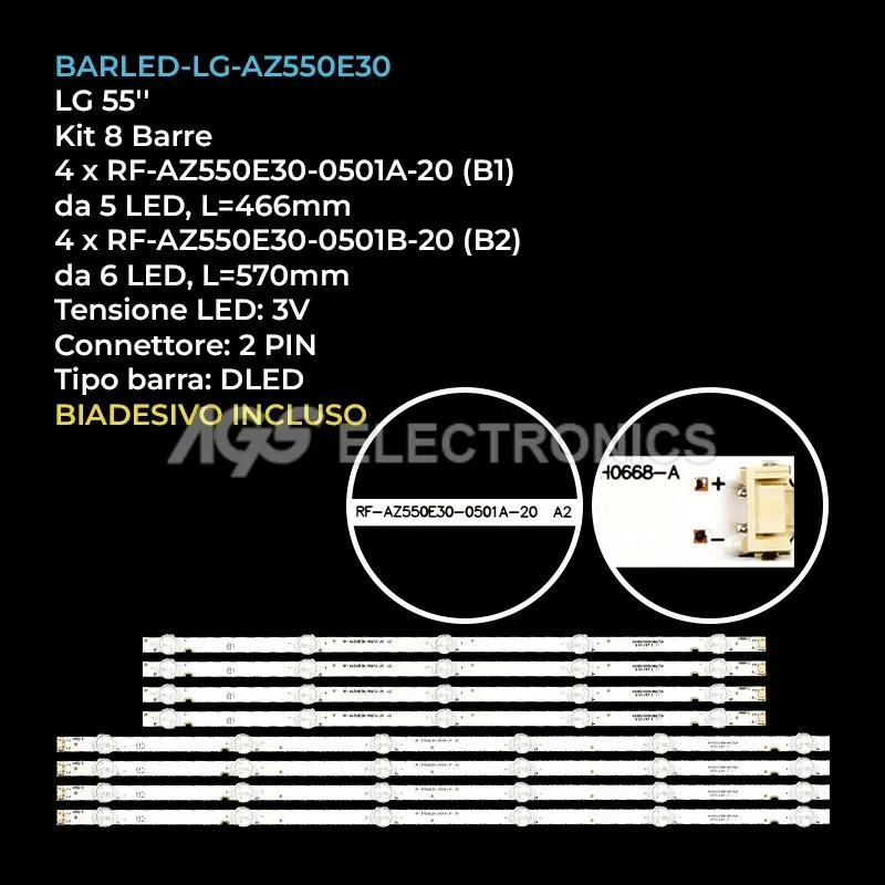 kit 8 barre LED retroilluminazione per LG 55 pollici modello 55UJ620V