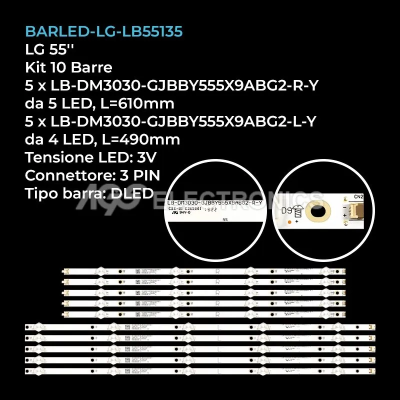 kit 10 barre LED retroilluminazione per Insigna 55 pollici modello NS55DF710NA21