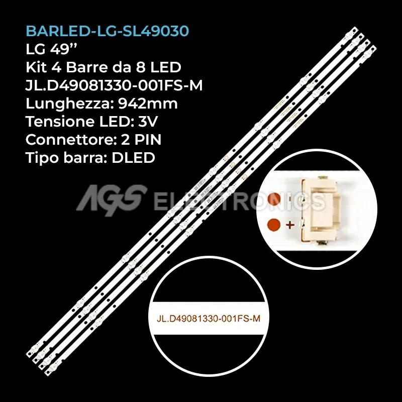 kit 4 barre LED retroilluminazione per LG 49 pollici modello 49UJ620