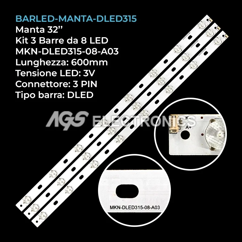 kit 3 barre LED retroilluminazione per Manta 32 pollici modello LED3201