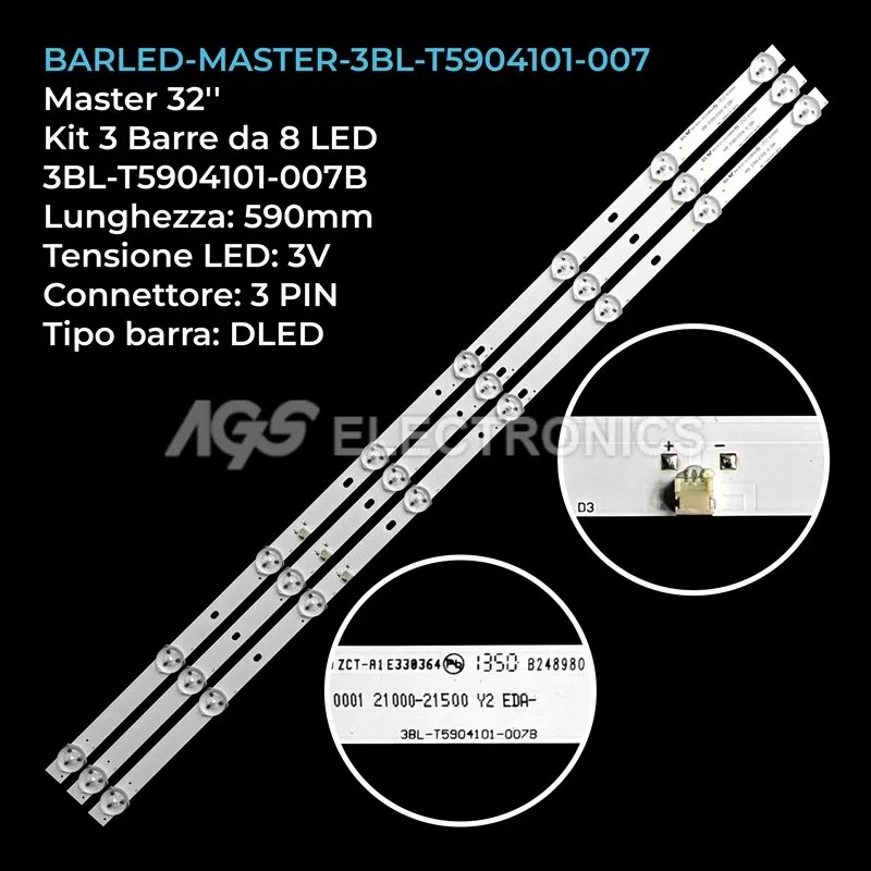 kit 3 barre LED retroilluminazione per Master 32 pollici modello TL320