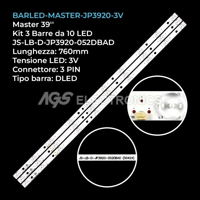 kit 3 barre LED retroilluminazione per Master 39 pollici modello TL403