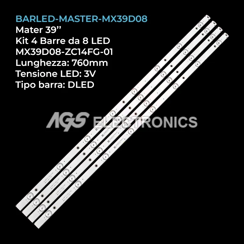 kit 4 barre LED retroilluminazione per Master 39 pollici modello T390XVN010