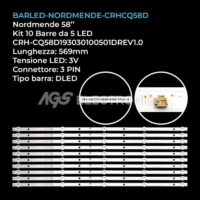 kit 10 barre LED retroilluminazione per QBELL 58 pollici modello QT58X23