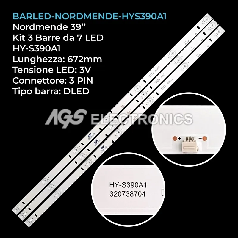 kit 3 barre LED retroilluminazione per Panda 39 pollici modello LK390JDZA02