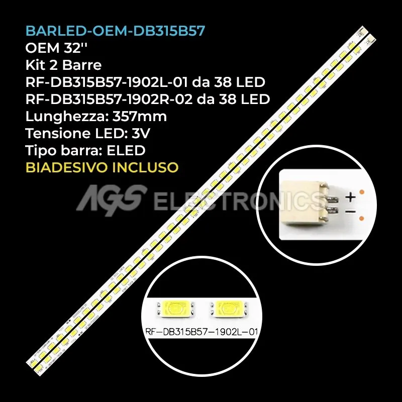 kit 2 barre LED retroilluminazione per OEM 32 pollici modello 32HME8000R35
