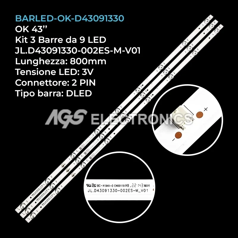 kit 3 barre LED retroilluminazione per DEXP 43 pollici modello A431