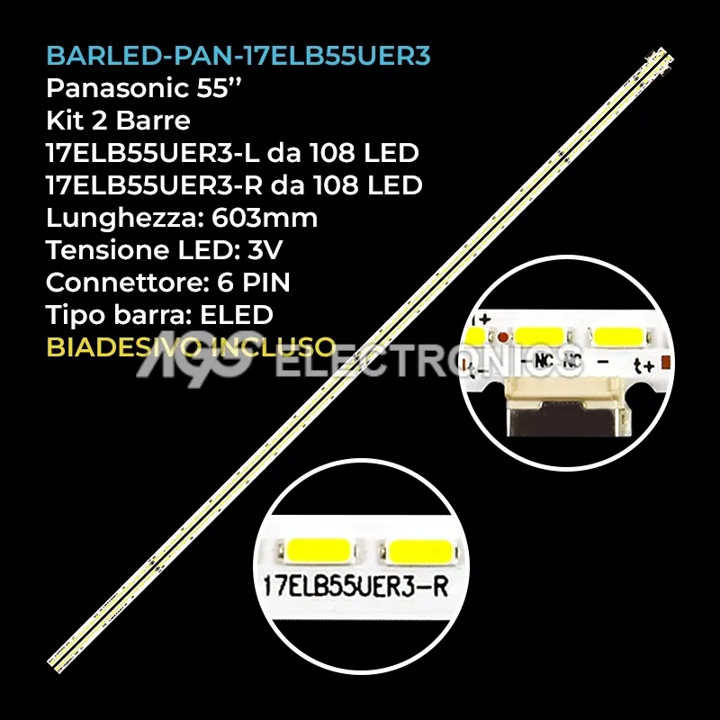 kit 2 barre LED retroilluminazione per Jvc 55 pollici modello LT55C898