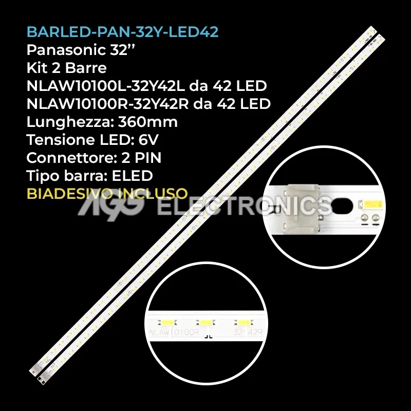 kit 2 barre LED retroilluminazione per Panasonic 32 pollici modello TXL32E3B
