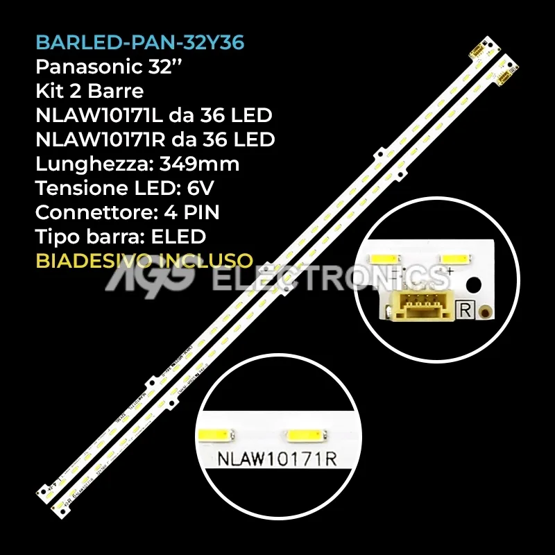 kit 2 barre LED retroilluminazione per Panasonic 32 pollici modello TXL32X5B