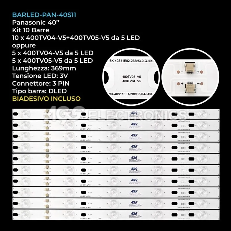 kit 10 barre LED retroilluminazione per Panasonic 40 pollici modello TX40AS640B