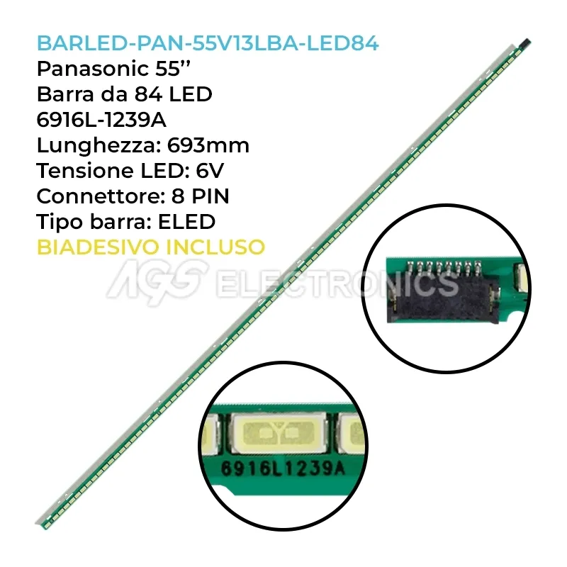 kit 1 barre LED retroilluminazione per Panasonic 55 pollici modello TXL55ET60E