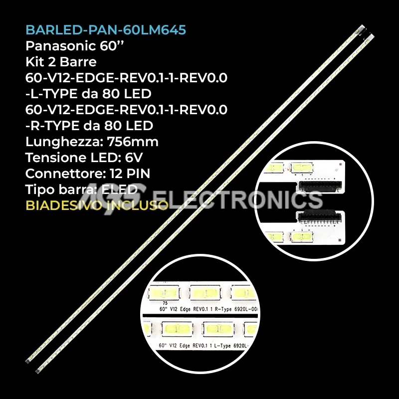kit 2 barre LED retroilluminazione per LG 60 pollici modello 60LM645S