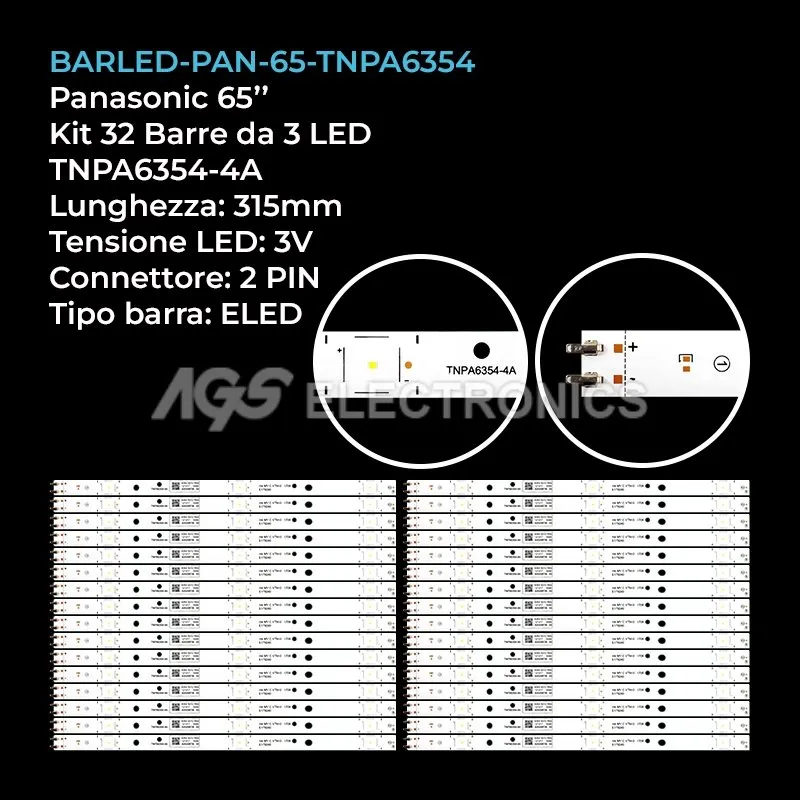 kit 32 barre LED retroilluminazione per Panasonic 65 pollici modello TX65EX580