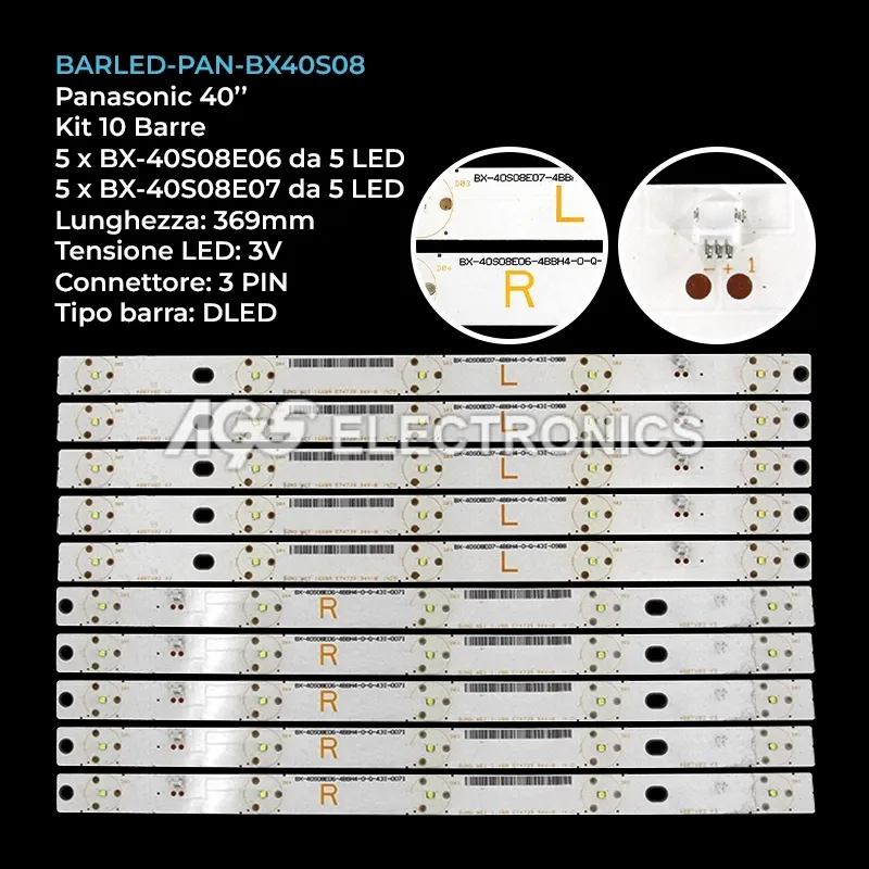 kit 10 barre LED retroilluminazione per Panasonic 40 pollici modello TX40A630B