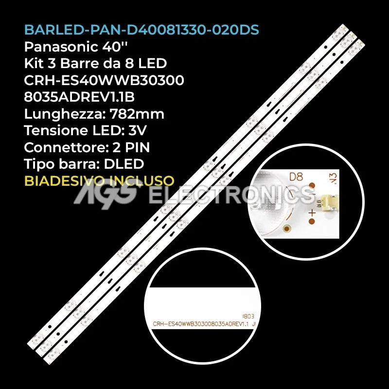 kit 3 barre LED retroilluminazione per Thomson 40 pollici modello 40L1600C