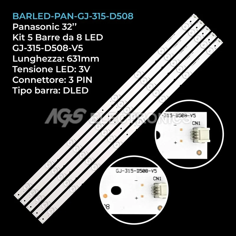 kit 5 barre LED retroilluminazione per Panasonic 32 pollici modello TX32ASW504