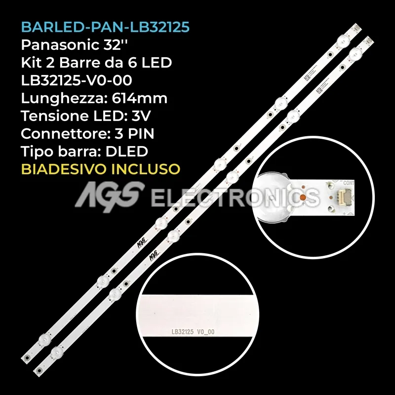 kit 2 barre LED retroilluminazione per Panasonic 32 pollici modello LVG320DXJM