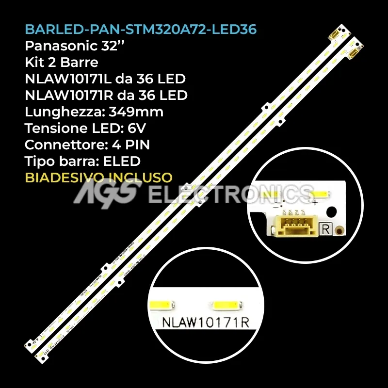 kit 2 barre LED retroilluminazione per Panasonic 32 pollici modello TXL32EW5