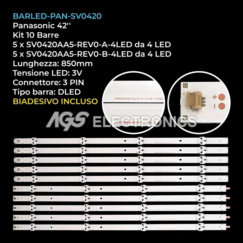 kit 10 barre LED retroilluminazione per Panasonic 42 pollici modello TH42A410T