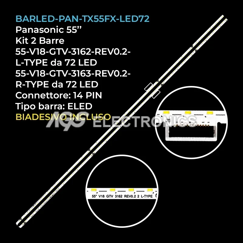 kit 2 barre LED retroilluminazione per Panasonic 55 pollici modello TX55FX740E