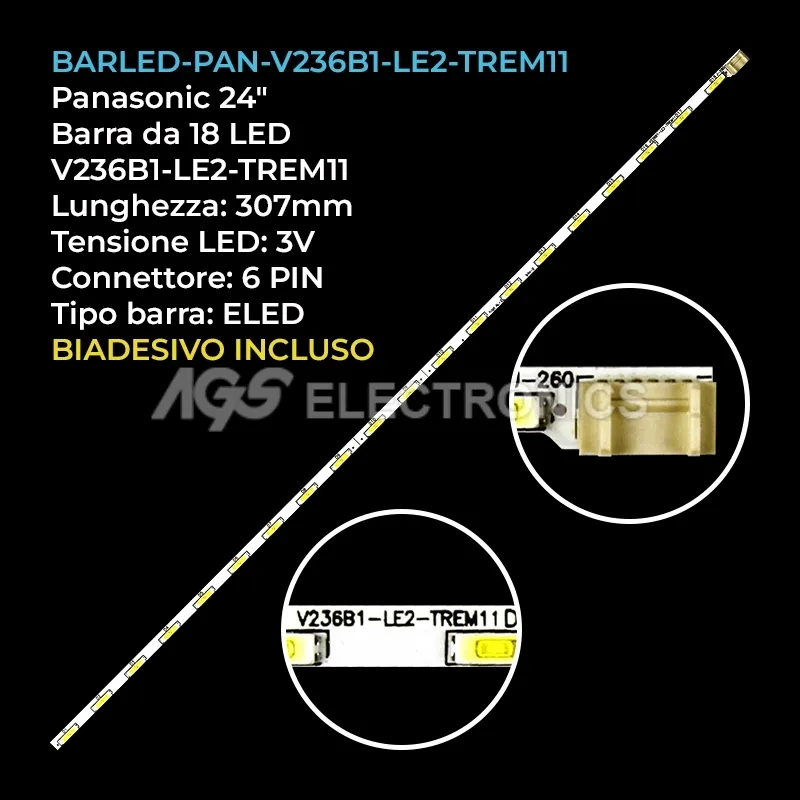 kit 1 barre LED retroilluminazione per LG 24 pollici modello 24LB457U
