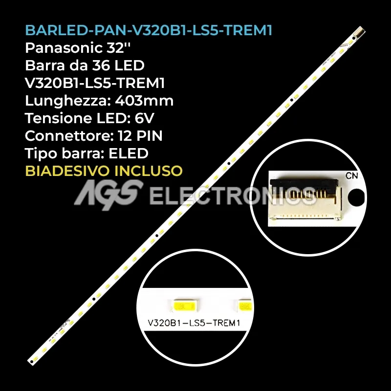 kit 1 barre LED retroilluminazione per Panasonic 32 pollici modello TXL32BL6E
