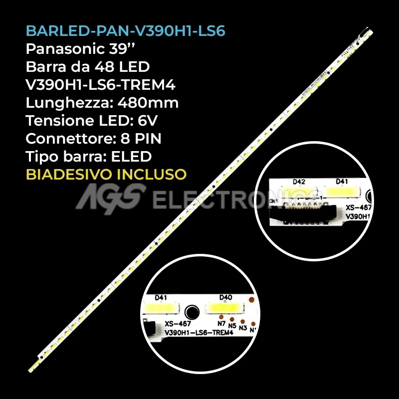 kit 1 barre LED retroilluminazione per Haier 39 pollici modello LE39A720