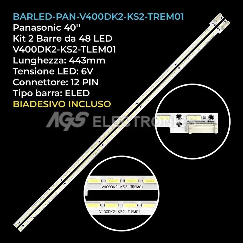 kit 2 barre LED retroilluminazione per Panasonic 40 pollici modello L5EDDYY00861