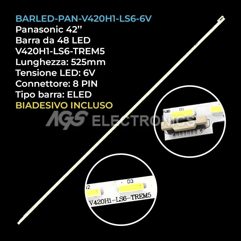 kit 1 barre LED retroilluminazione per Panasonic 42 pollici modello TX42AS600B
