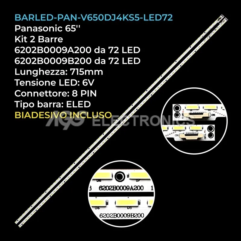 kit 2 barre LED retroilluminazione per Sharp 65 pollici modello 65S3A