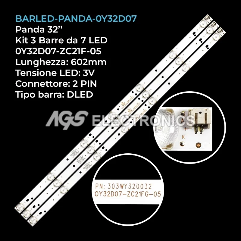 kit 3 barre LED retroilluminazione per Pioneer 32 pollici modello LED32B350